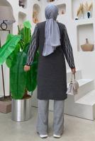 Tesettür giyim GRİ BAKLAVA DESENLİ TRİKO TUNİK T 53112