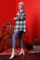 Tesettür giyim SİYAH DÜĞMELİ EKOSE DESEN ODUNCU GÖMLEK 6582 