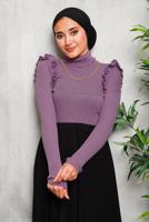 Tesettür giyim MOR ZİNCİR DETAYLI TRİKO KAZAK 8009 