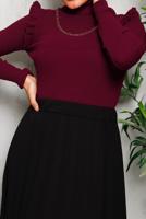 Tesettür giyim BORDO ZİNCİR DETAYLI TRİKO KAZAK 8009 