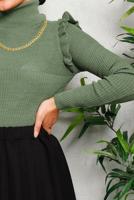 Tesettür giyim HAKİ ZİNCİR DETAYLI TRİKO KAZAK 8009 