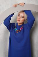 Tesettür giyim LACİVERT ÖNÜ ZİNCİR DETAYLI TRİKO TUNİK 8592	