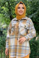 Tesettür giyim TURUNCU EKOSE ODUNCU GÖMLEK 9035 