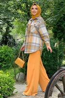 Tesettür giyim TURUNCU EKOSE ODUNCU GÖMLEK 9035 