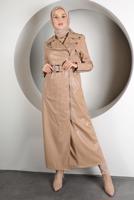 Tesettür giyim VİZON KEMERLİ FERMUARLI DERİ KAP 3337-1 