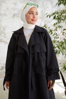 Vêtements hijab NOIR TRENCH-COAT À TAILLE SMOCKÉE 60080