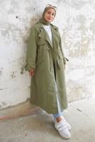 Hijab clothing KHAKI SMOCKING WAIST TRENCH COAT 60080