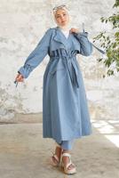 Vêtements hijab BLEU MARINE TRENCH-COAT À TAILLE SMOCKÉE 60080