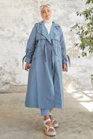 Vêtements hijab BLEU MARINE TRENCH-COAT À TAILLE SMOCKÉE 60080