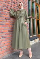 Vêtements hijab VERT TRENCH-COAT EN CUIR AVEC CEINTURE 8447