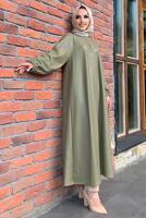 Vêtements hijab VERT TRENCH-COAT EN CUIR AVEC CEINTURE 8447