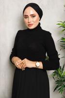Tesettür giyim SİYAH BASIC BOĞAZLI TRİKO KAZAK 0092	