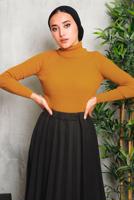 Tesettür giyim TURUNCU BASIC BOĞAZLI TRİKO KAZAK 0092	