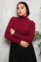 Tesettür giyim BORDO BASIC BOĞAZLI TRİKO KAZAK 0092	