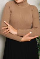 Tesettür giyim KAHVE BASIC BOĞAZLI TRİKO KAZAK 0092	