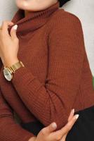 Tesettür giyim KAHVE BASIC BOĞAZLI TRİKO KAZAK 0092	