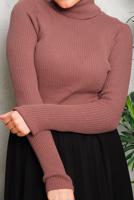 Tesettür giyim PEMBE BASIC BOĞAZLI TRİKO KAZAK 0092	