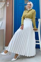 Tesettür giyim YEŞİL BOYUNDAN BAĞLAMALI TRİKO KAZAK 02222 