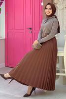 Tesettür giyim VİZON BOYUNDAN BAĞLAMALI TRİKO KAZAK 02222 