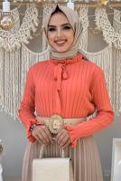 Hijab clothing RED TIED COLLAR KNITWEAR SWEATER 02222 