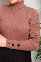Vêtements hijab POUDRE PULL EN MAILLE MANCHES SMOCKÉES 1092