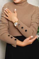 Tesettür giyim TABA KOLLARI BÜZGÜLÜ TRİKO KAZAK 1092	