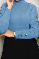 Tesettür giyim LACİVERT KOLLARI BÜZGÜLÜ TRİKO KAZAK 1092	