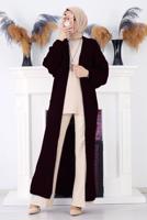 Tesettür giyim SİYAH CEPLİ UZUN TRİKO HIRKA 1608 