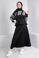 Vêtements hijab NOIR PULL EN MAILLE À TAILLE SMOCKÉE 30328