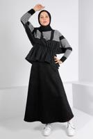 Vêtements hijab NOIR PULL EN MAILLE À TAILLE SMOCKÉE 30328