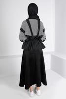 Vêtements hijab NOIR PULL EN MAILLE À TAILLE SMOCKÉE 30328