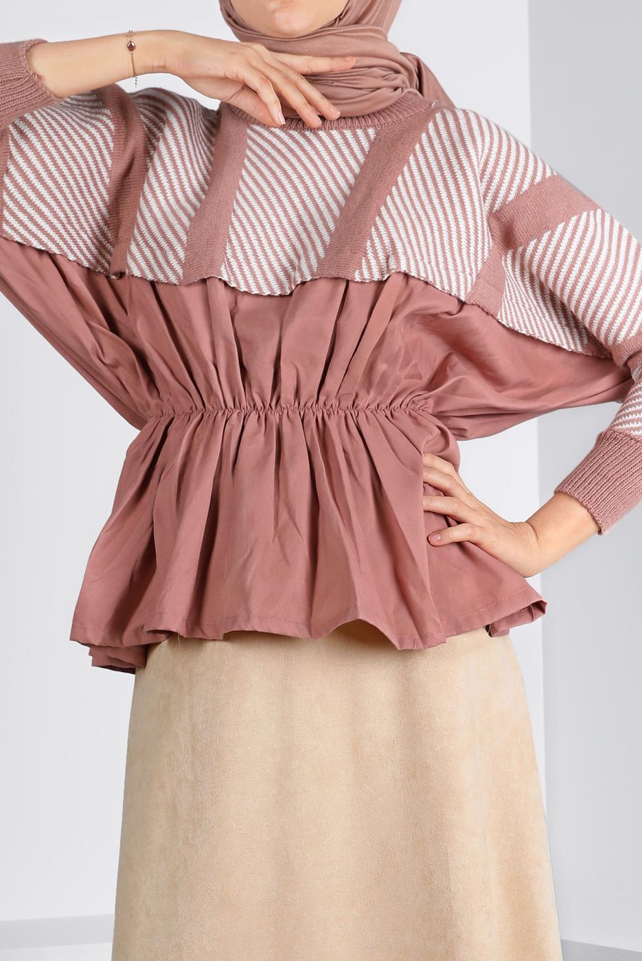 Hijab clothing POWDER SMOCKING WAIST KNITWEAR SWEATER 30328