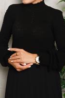 Tesettür giyim SİYAH İNCİ DETAYLI TRİKO KAZAK 3092	