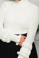 Tesettür giyim KREM İNCİ DETAYLI TRİKO KAZAK 3092	