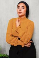 Tesettür giyim TURUNCU İNCİ DETAYLI TRİKO KAZAK 3092	