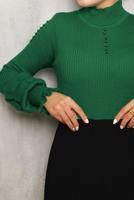 Tesettür giyim YEŞİL İNCİ DETAYLI TRİKO KAZAK 3092	