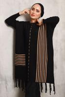 Tesettür giyim SİYAH ALTI PÜSKÜLLÜ TRİKO TUNİK 3392 