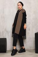 Tesettür giyim SİYAH ALTI PÜSKÜLLÜ TRİKO TUNİK 3392 