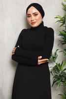 Tesettür giyim SİYAH BONCUK DETAYLI TRİKO KAZAK 4492	