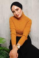 Tesettür giyim TURUNCU BONCUK DETAYLI TRİKO KAZAK 4492	