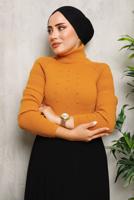 Tesettür giyim TURUNCU BONCUK DETAYLI TRİKO KAZAK 4492	