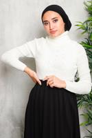 Tesettür giyim EKRU BONCUK DETAYLI TRİKO KAZAK 4492	
