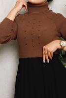 Tesettür giyim KAHVE BONCUK DETAYLI TRİKO KAZAK 4492	