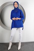 Tesettür giyim LACİVERT YIRTMAÇ DETAYLI TRİKO TUNİK 5378 