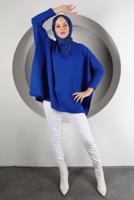 Tesettür giyim LACİVERT YIRTMAÇ DETAYLI TRİKO TUNİK 5378 