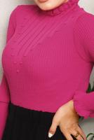 Tesettür giyim FUŞYA KENDİNDEN DESENLİ TRİKO KAZAK 8092 