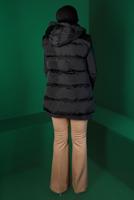 Tesettür giyim SİYAH BELİ BÜZGÜLÜ CEPLİ ŞİŞME YELEK 1010