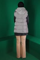 Tesettür giyim GRİ BELİ BÜZGÜLÜ CEPLİ ŞİŞME YELEK 1010