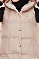 Tesettür giyim BEJ ÇITÇITLI ŞİŞME YELEK 1436