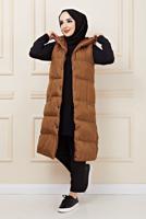 Tesettür giyim TABA ÇITÇITLI ŞİŞME YELEK 1436